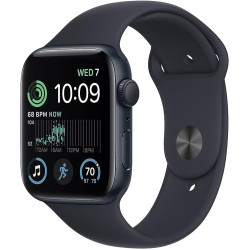 Apple Watch SE (2nd generation) (GPS, 44mm) Smart watch - Midnight Aluminium Case with Midnight Sport Band - Regular. Fitness & Sleep Tracker, Crash Detection, Heart Rate Monitor, Water Resistant