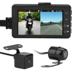 3Inch HD 720P Motorcycle Recorder, Waterproof 120° Wide Angle Dual Lens Motorcycle Recording Camera System Mirror Dash Camera Automotive Electronics