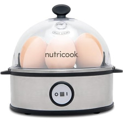 NutriCook Rapid Egg Cooker: 7 Egg Capacity Electric Egg Cooker for Boiled Eggs, Poached Eggs, Scrambled Eggs, or Omelettes with Auto Shut Off Feature - Silver NutriCook Rapid Egg Cooker: 7 Egg Capacity Electric Egg Cooker for Boiled Eggs, Poached Eggs, Scrambled Eggs, or Omelettes with Auto Shut Off Feature - Silver