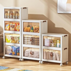 BIOPLJ Large Stackable Storage Bins with Lids, Foldable Stackable Toy Storage Box, Stackable Plastic Storage Bins with Wheels， Large Boxes Clear Storage Containers Collapsible Storage Bins (2-Tier)