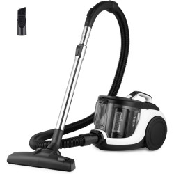EUREKA 1800W Vacuum Cleaner 23Kpa Cyclone Filtration Canister Bagless Vacuum Cleaner Washable Fliter 2.2L Dust Cup for Pet Hair, Carpet, Tile- Mini-Apollo-White