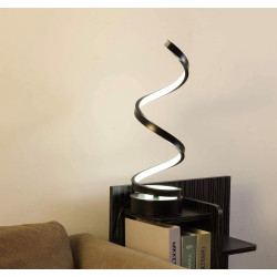 HOCC Spiral LED Table Lamp, Curved LED Desk Lamp, Contemporary Minimalist Lighting Design, Warm White Light, Smart Acrylic Perfect Material for Bedroom Living Room (Black)