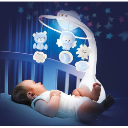 Infantino Baby 3 In 1 Projector MUSical Mobile Projector|Child Sleeping Aids|Night Light With MUSic|Stroller Toys & Accessories| (Blue)