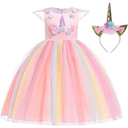 Baby Girls Rainbow Unicorn Tutu Dress Princess Fancy Dress Birthday Pageant Party Dresses Girls Christmas Halloween Pony Dreams Princess for Baby Girls & Kids for 5-6 Y, With Headband Baby Girls Rainbow Unicorn Tutu Dress Princess Fancy Dress Birthday Pageant Party Dresses Girls Christmas Halloween Pony Dreams Princess for Baby Girls & Kids for 5-6 Y, With Headband